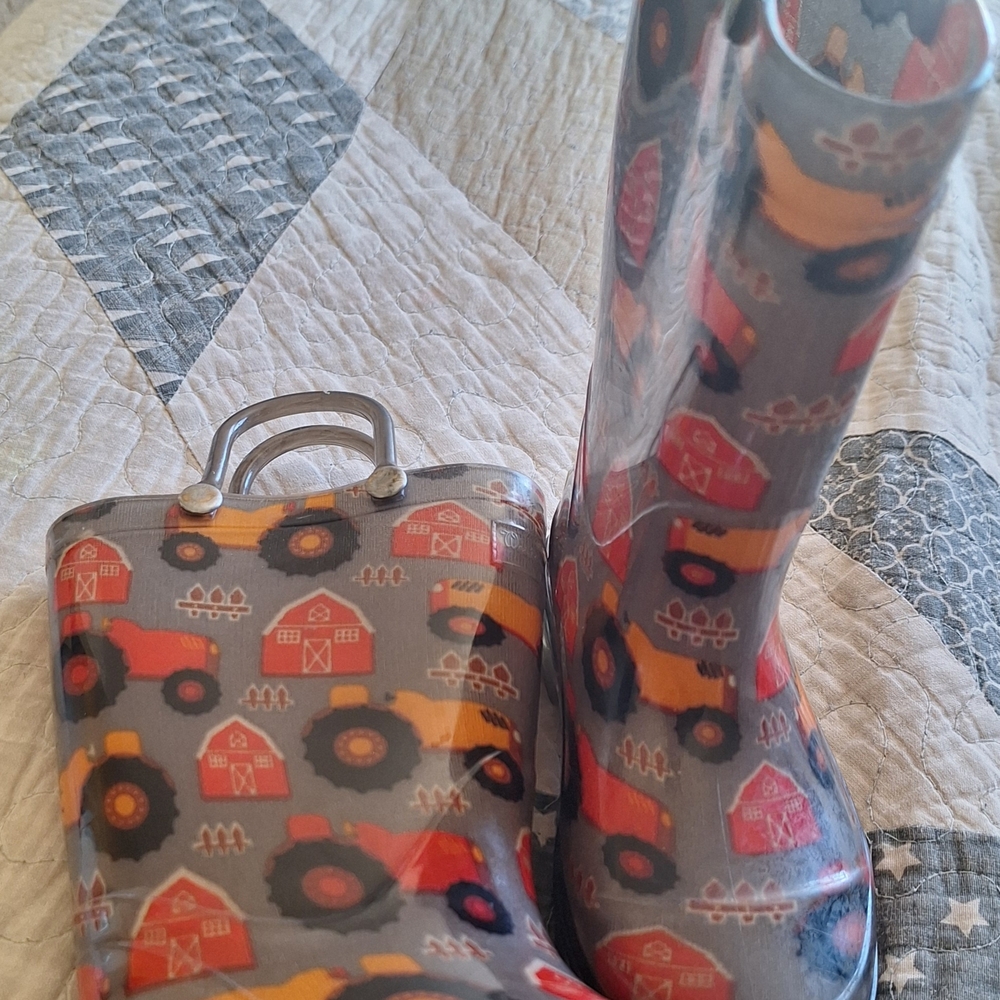 Western Chief Clear Jelly Rain Boots with Red and Yellow Accent